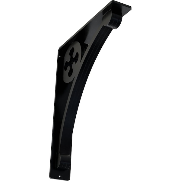 Ekena Millwork Crawley Wrought Iron Bracket, (Triple center brace), Powder Coated Black 2"W x 10"D x 12"H BKTM02X10X12TCR - main